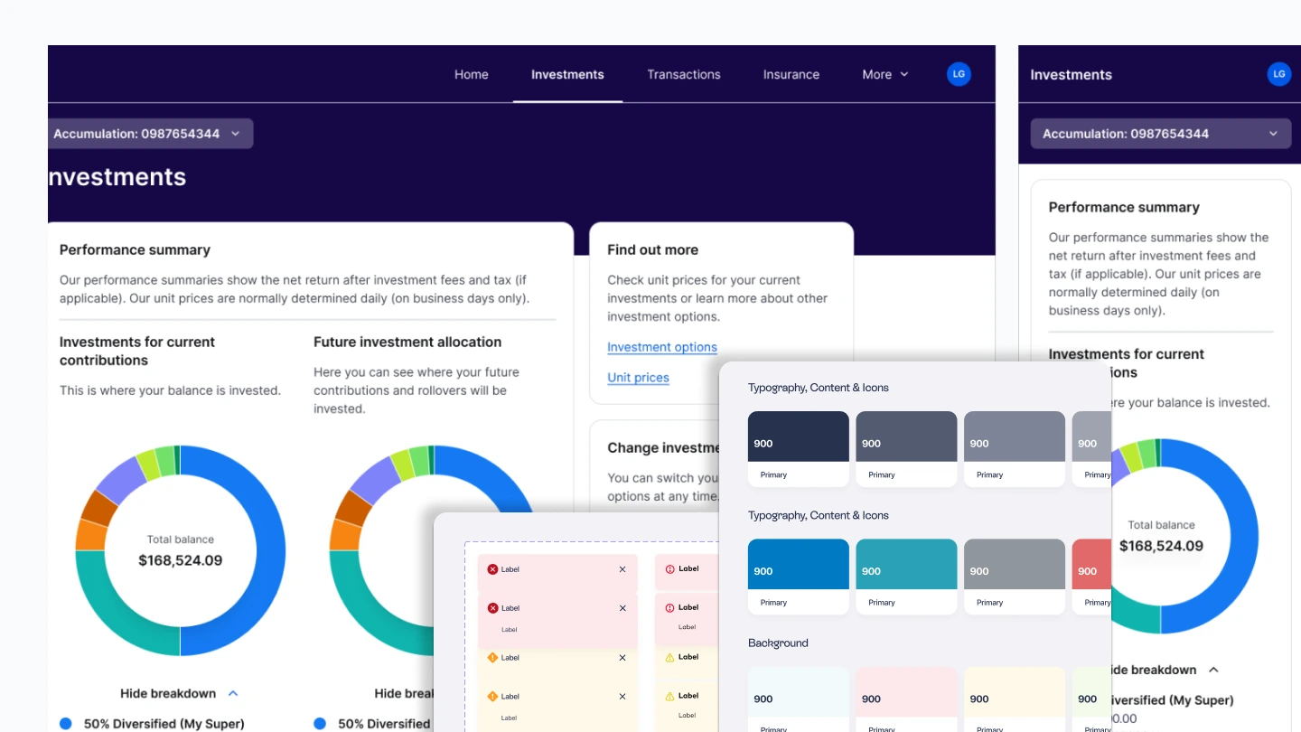 White-label design system — core tokens and brand-specific themes across 5
                                client experiences.