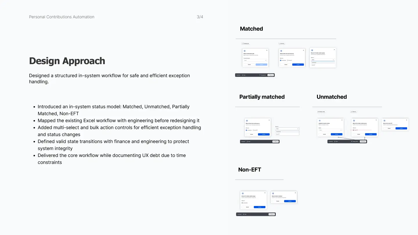 Bulk action flows per status type